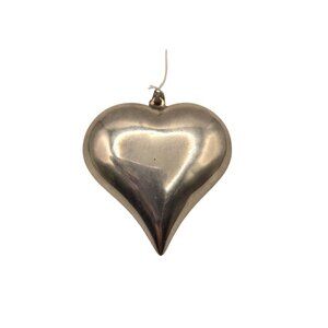 Vintage Sterling Silver Heart Pendant Large 2" Puffy New